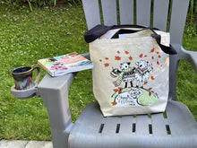 Load image into Gallery viewer, 1 Tote Bag 2026 ZipperTop, Natural, 1.5” BlackHandles, 2 Outside Pockets, Inside hanging pocket