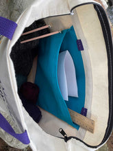 Load image into Gallery viewer, Tote Bag Purple Handles (1) 2023 ps ZipperTop Med Groc, 2 Outside Pockets, Inside hanging pocket