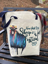 Load image into Gallery viewer, Tote Bag Blue Handles, 2023 ps ZipperTop Med Groc, 2 Outside Pockets, Inside hanging pocket