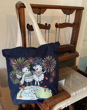 Load image into Gallery viewer, 1 Tote Bag 2026 ZipperTop, Denim, 1.5” NaturalHandles, 2 Outside Pockets, Inside hanging pocket
