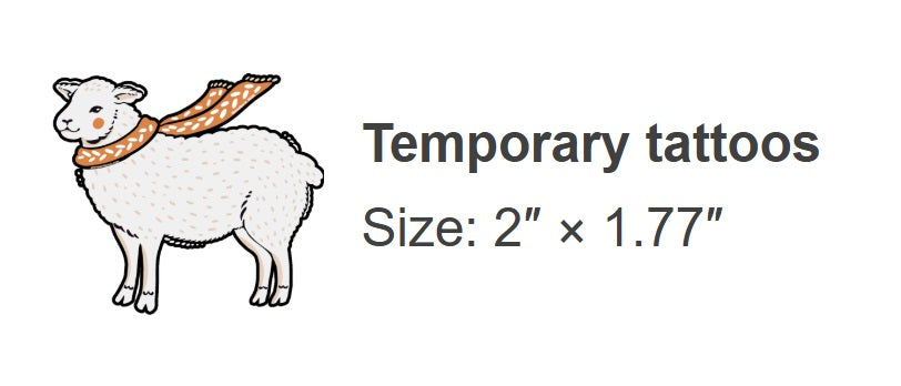 Temp Tattoo Sheep 2025 2x1.77