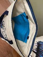 Load image into Gallery viewer, Tote Bag Blue Handles, 2023 ps ZipperTop Med Groc, 2 Outside Pockets, Inside hanging pocket
