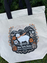 Load image into Gallery viewer, 1 Tote Bag 2025 ZipperTop Med Groc, 1.5" BlackHandles, two Outside Pockets, Inside hanging pocket PS
