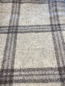 100% Wool Blanket White Plaid 3.5' x 4.5'